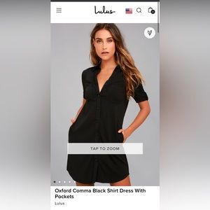 LULU’S “Oxford comma black shirt dress with pockets”